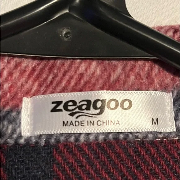 Plaid Red and Cream Button-Up Jacket. - Picture 6 of 6